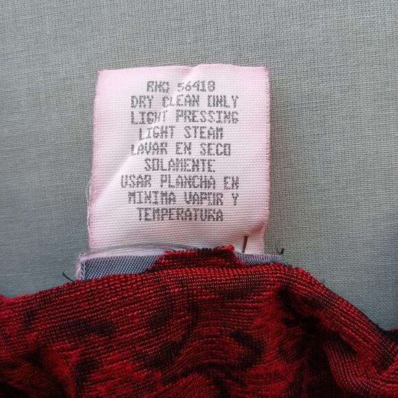 Rabbit Designs Vintage 80s Floral Blouse 10M long sleeve red black shoulder pads - Picture 12 of 16